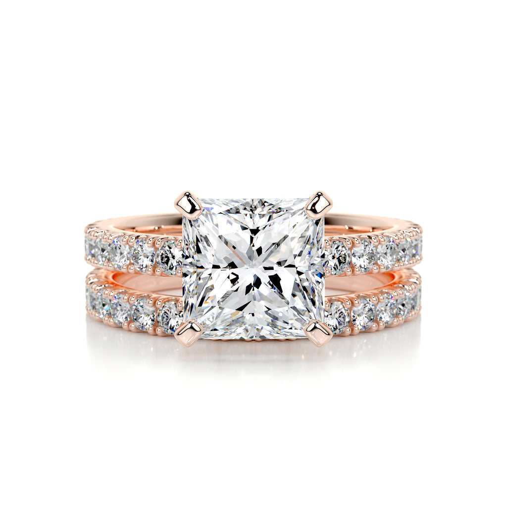 2.0 CT Princess Solitaire & Pave Setting F-VS Loose Diamond Bridal Set - Camila Brown