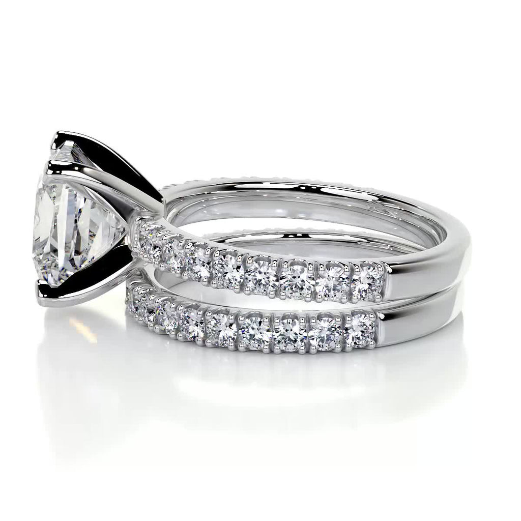 2.0 CT Princess Solitaire & Pave Setting F-VS Loose Diamond Bridal Set - Camila Brown