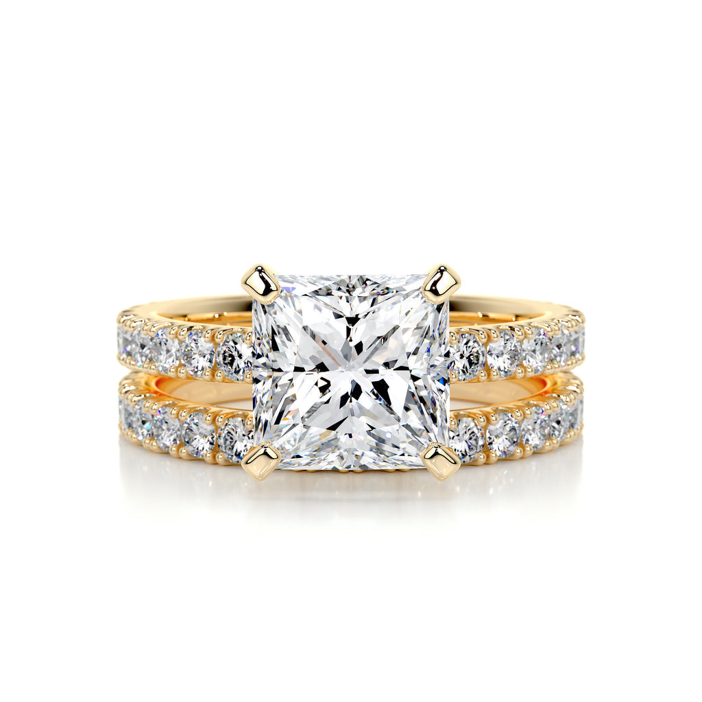 2.0 CT Princess Solitaire & Pave Setting F-VS Loose Diamond Bridal Set - Camila Brown