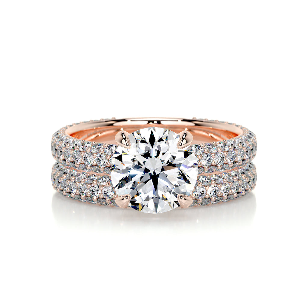 2.0 CT Round Solitaire & Pave F-VS Loose Diamond Bridal Set - Camila Brown