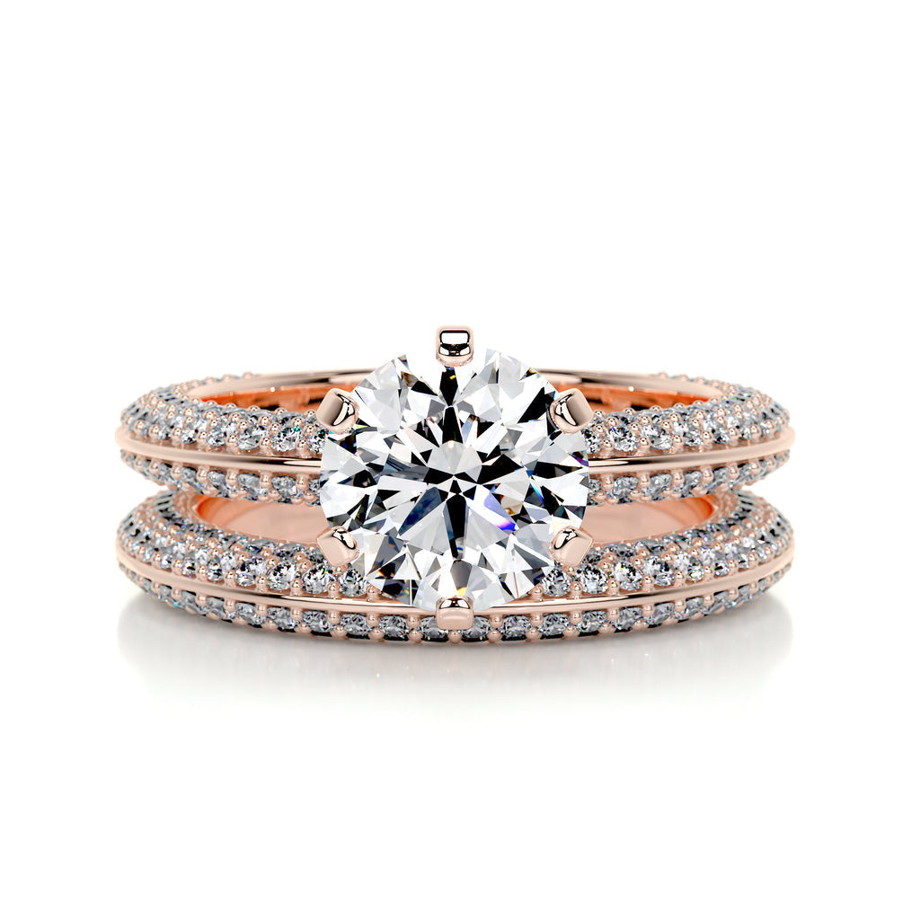 2.0 CT Round Solitaire & Pave F-VS Loose Diamond Bridal Set - Camila Brown