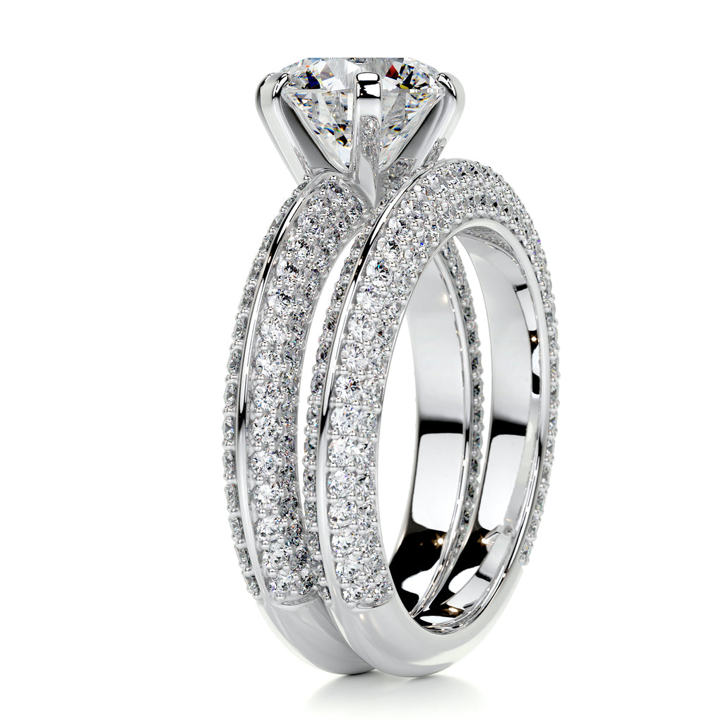 2.0 CT Round Solitaire & Pave F-VS Loose Diamond Bridal Set - Camila Brown
