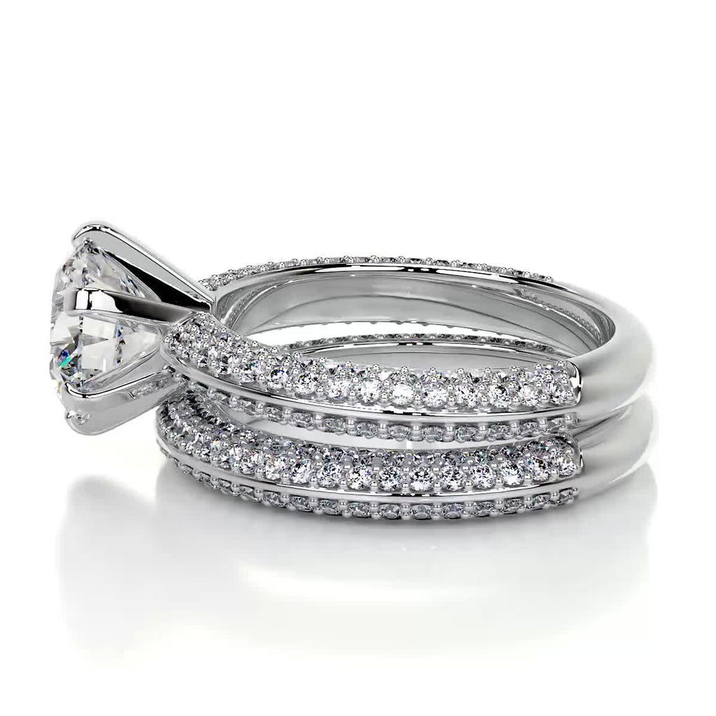 2.0 CT Round Solitaire & Pave F-VS Loose Diamond Bridal Set - Camila Brown