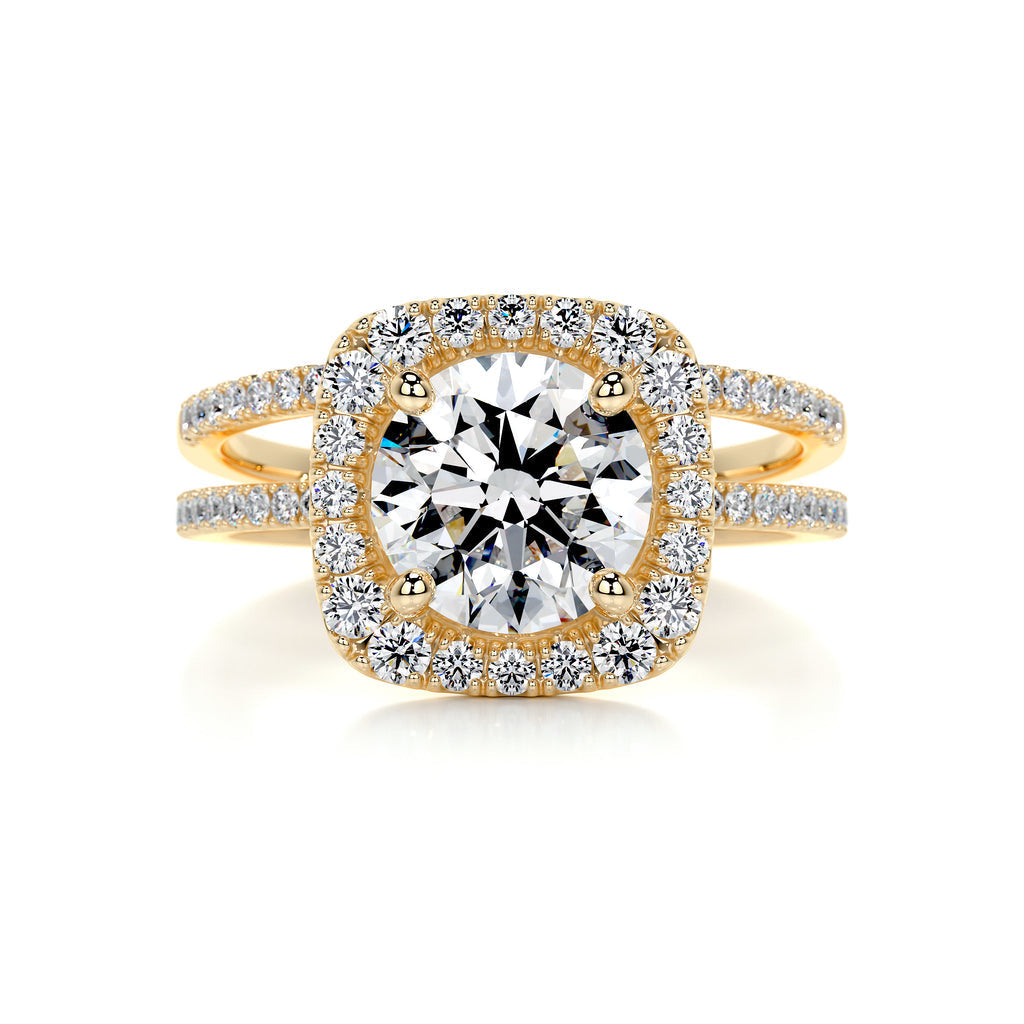 2.0 CT Round Shaped F-VS Loose Diamond Bridal Set With Halo & Pave Setting - Camila Brown