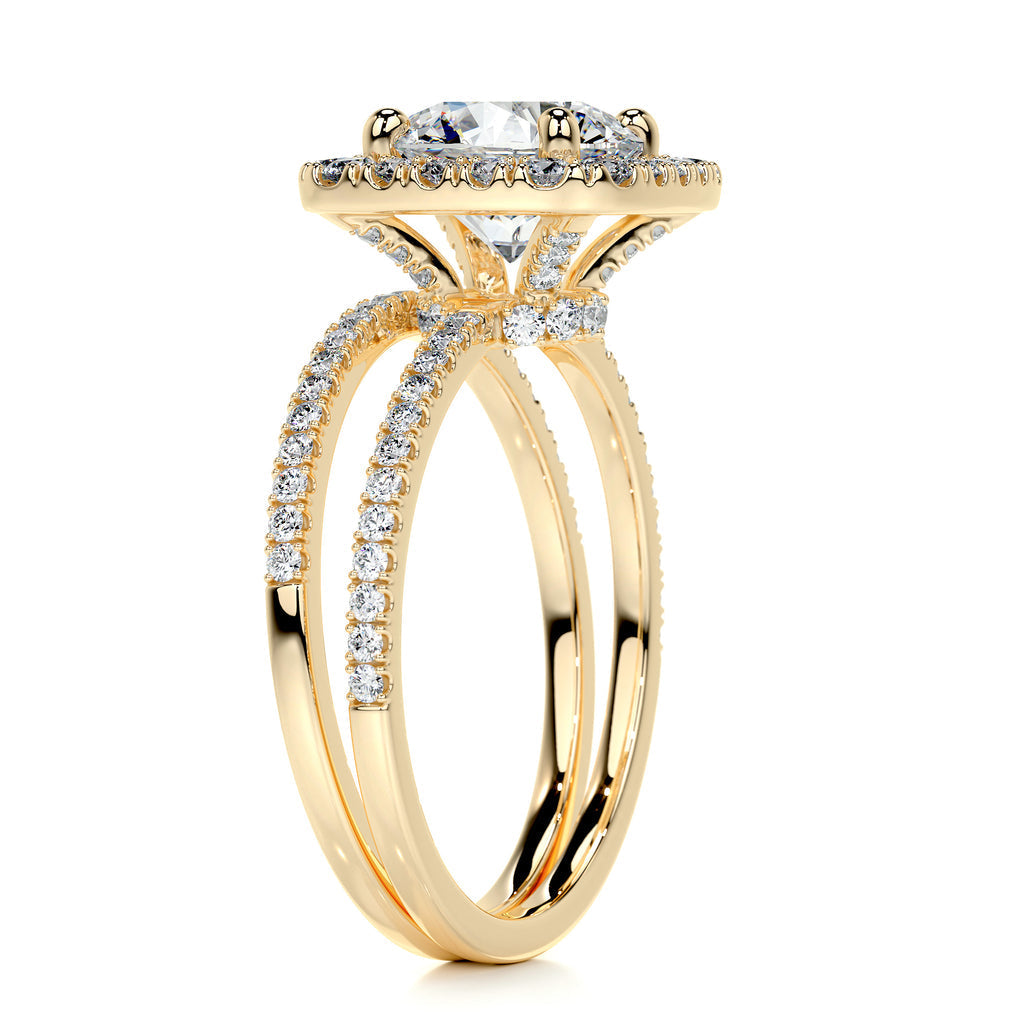 2.0 CT Round Shaped F-VS Loose Diamond Bridal Set With Halo & Pave Setting - Camila Brown