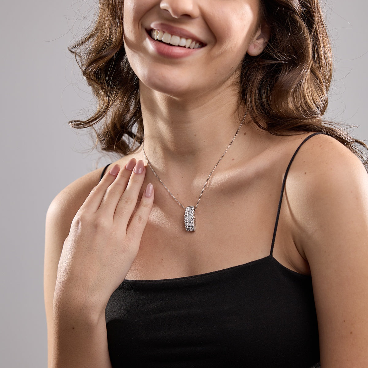 3.0 TCW Round & Baguette Moissanite Diamond Pendant Necklace - Camila Brown