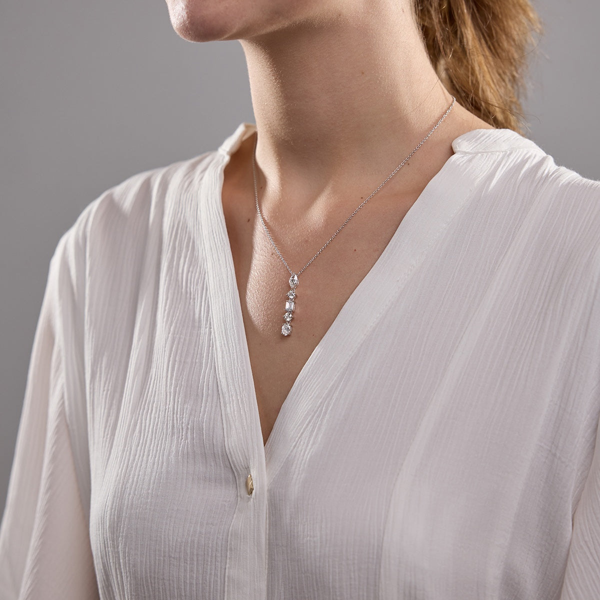 2.0 TCW Round, Marquise, Emerald & Oval Moissanite Diamond Multi Stone Necklace - Camila Brown