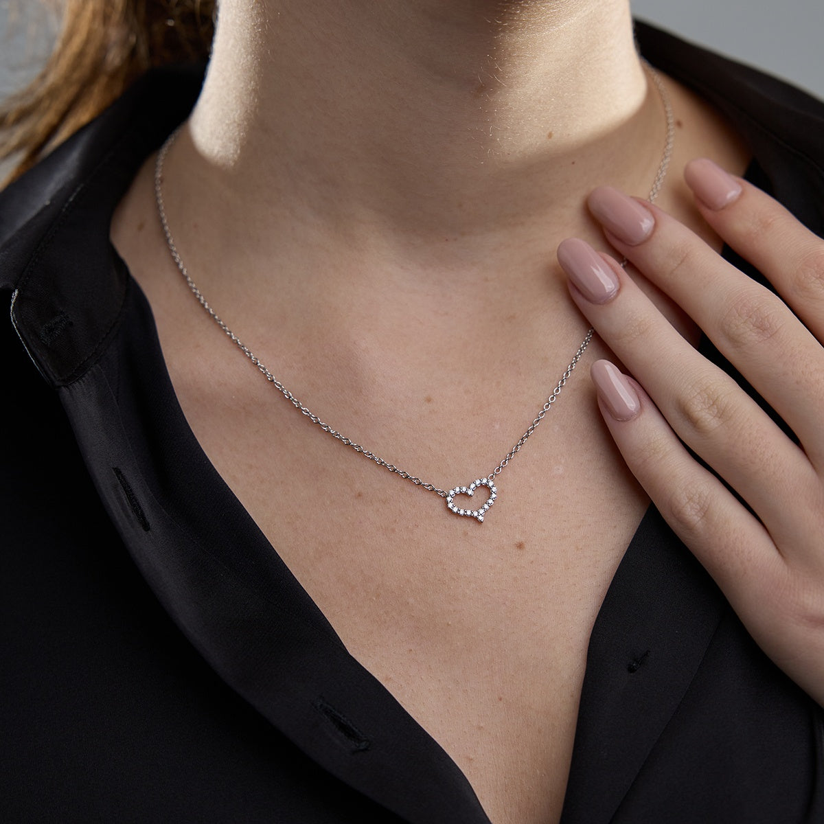 0.24 TCW Round Moissanite Diamond Heart Pendant Necklace - Camila Brown