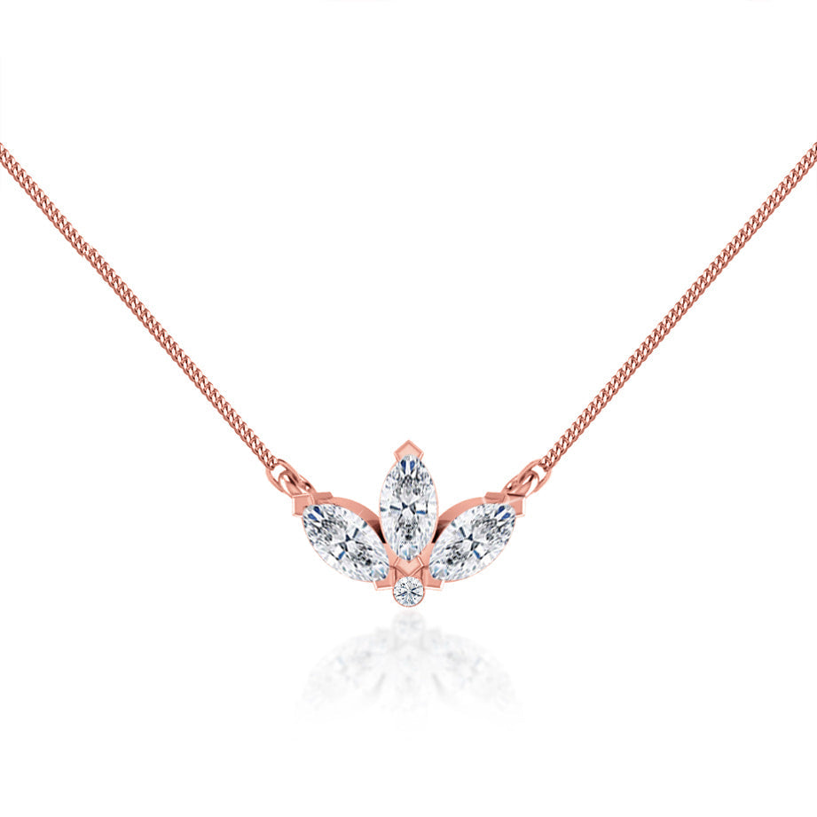 0.32 TCW Round & Marquise Moissanite Diamond Petal Style Necklace - Camila Brown