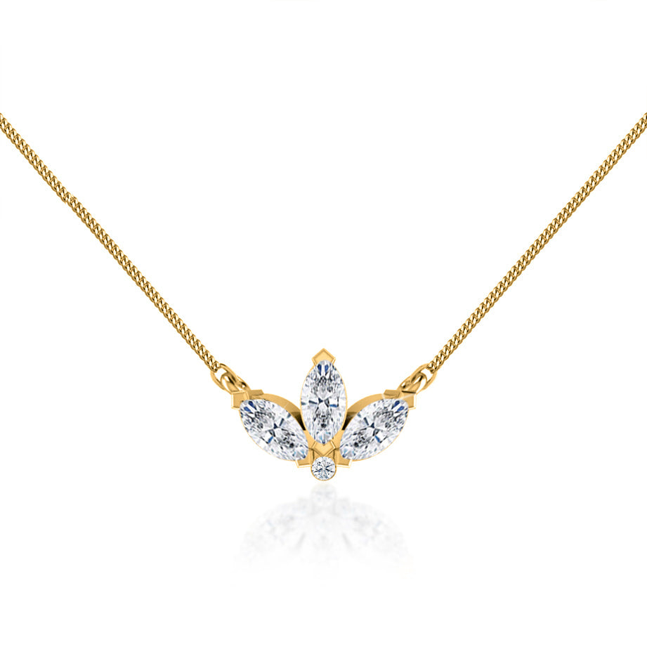 0.32 TCW Round & Marquise Moissanite Diamond Petal Style Necklace - Camila Brown