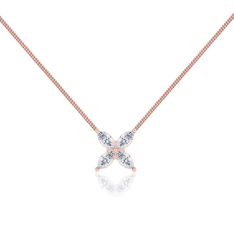 0.23 TCW Marquise Moissanite Diamond Flower Style Necklace - Camila Brown