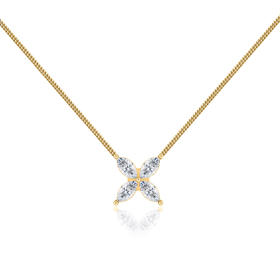 0.23 TCW Marquise Moissanite Diamond Flower Style Necklace - Camila Brown