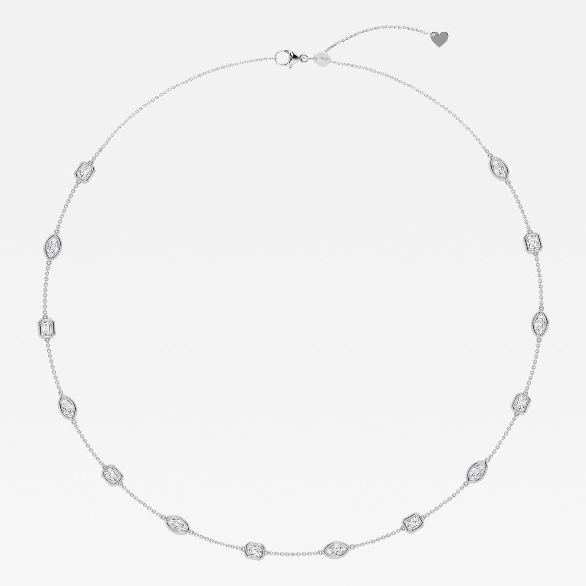 2.80 TCW Marquise & Emerald Moissanite Diamond Bezel Style Necklace - Camila Brown
