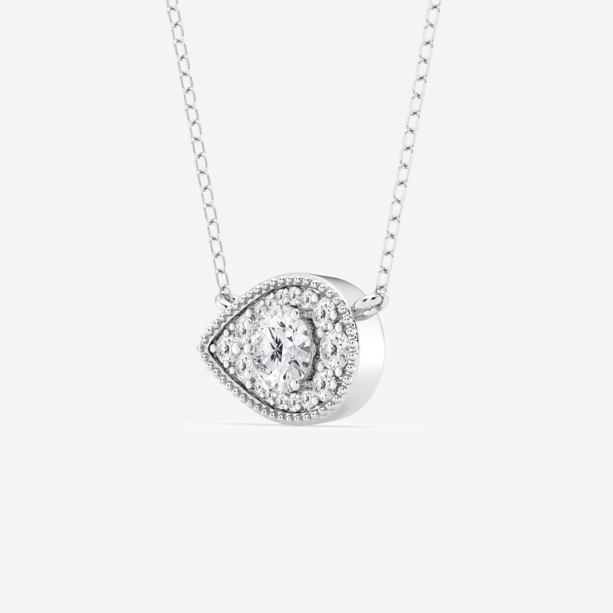 0.73 TCW Round Moissanite Diamond East West Pear Pendant Necklace - Camila Brown