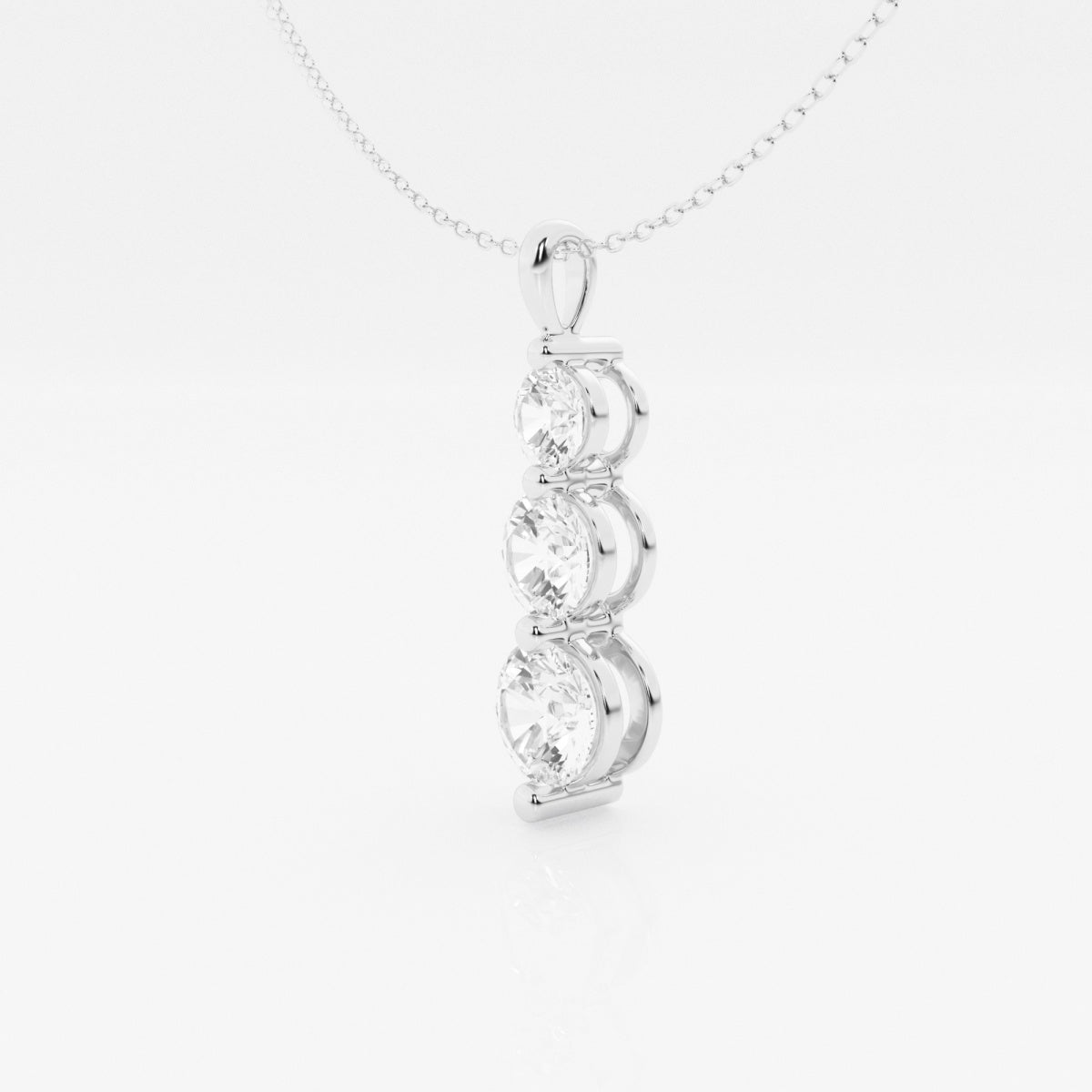 1.50 TCW Round Moissanite Diamond Three-Stone Drop Pendant Necklace - Camila Brown
