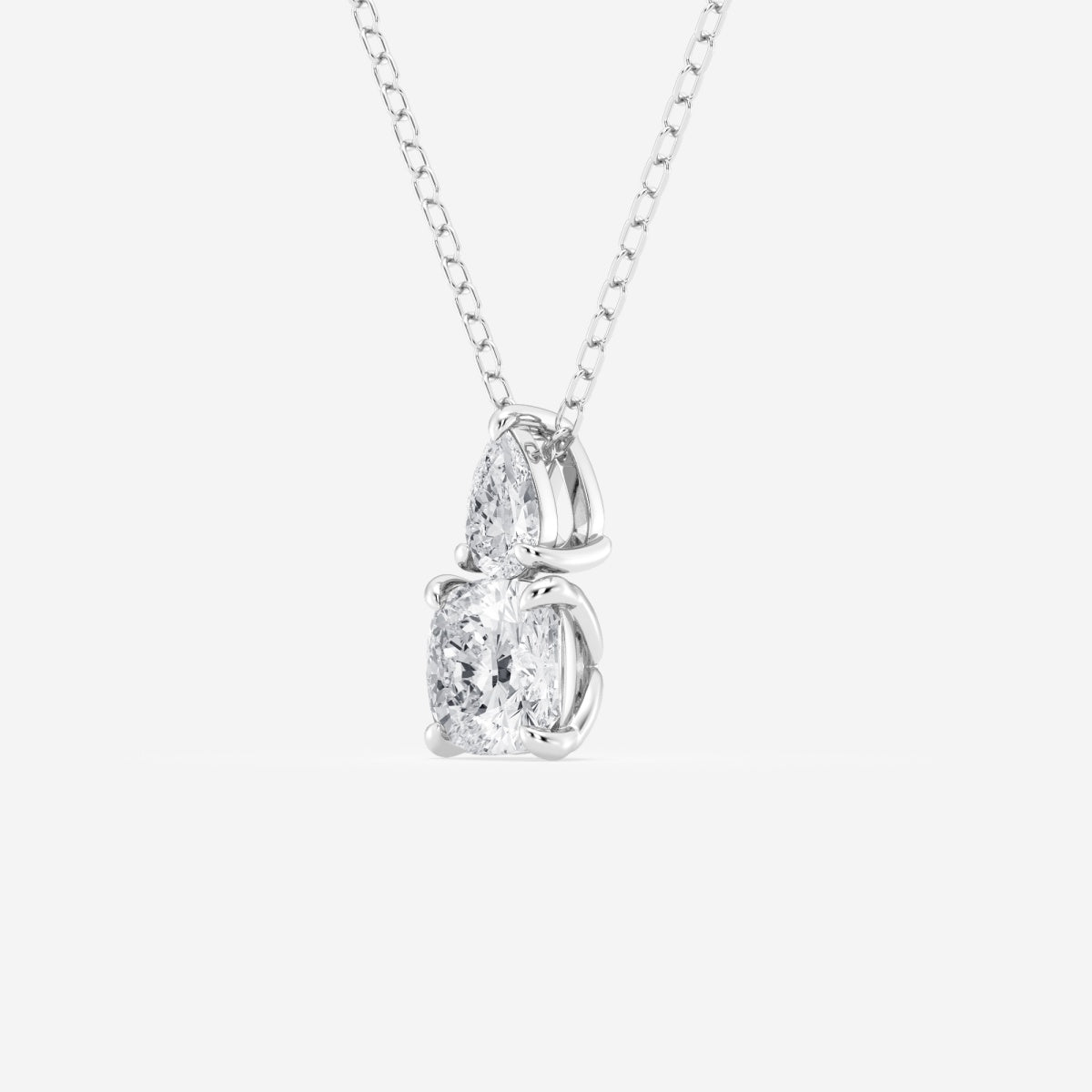 1.0 TCW Cushion & Pear Moissanite Diamond Two Stone Necklace - Camila Brown