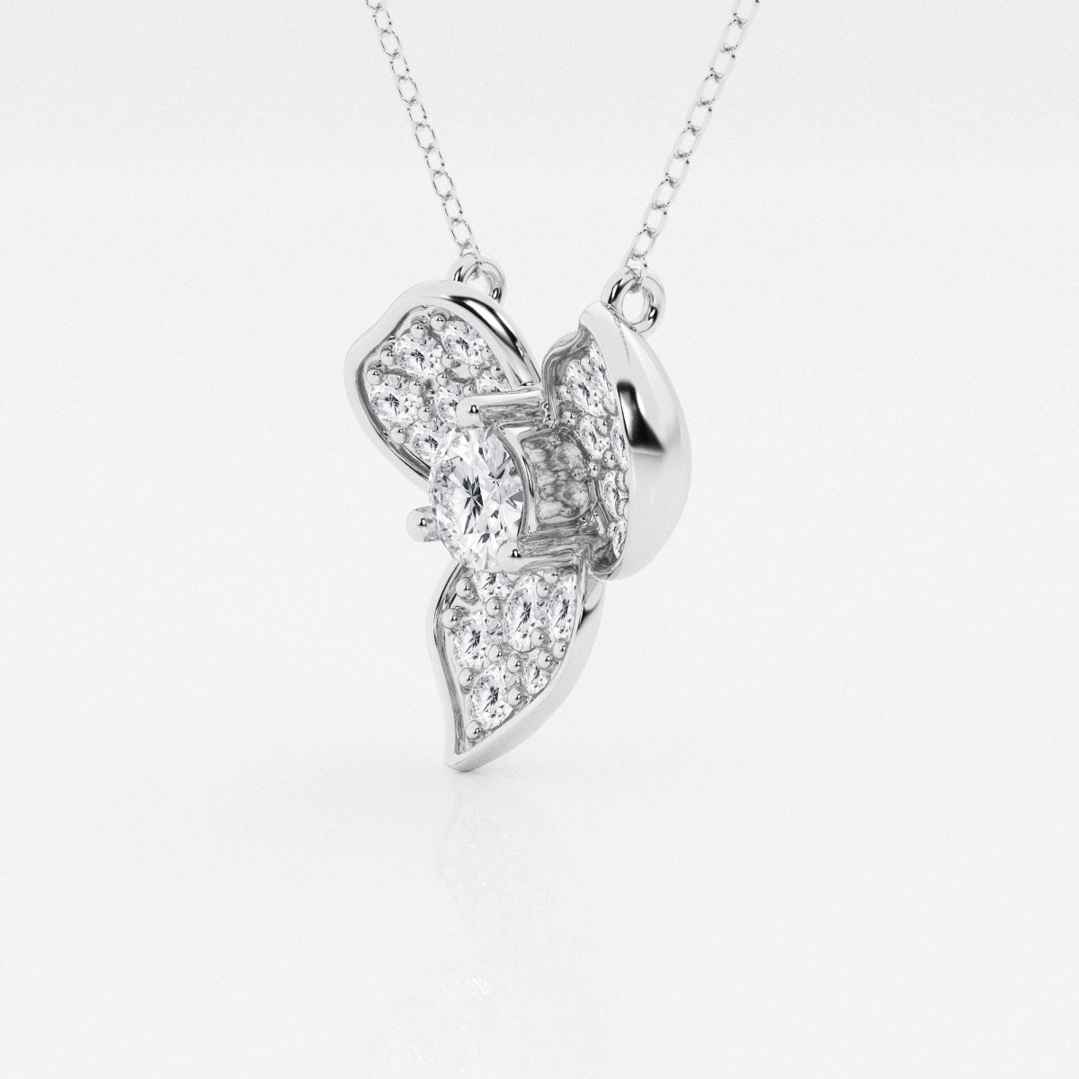 0.38 CT Round Moissanite Diamond Pave Flower Pendant Necklace - Camila Brown