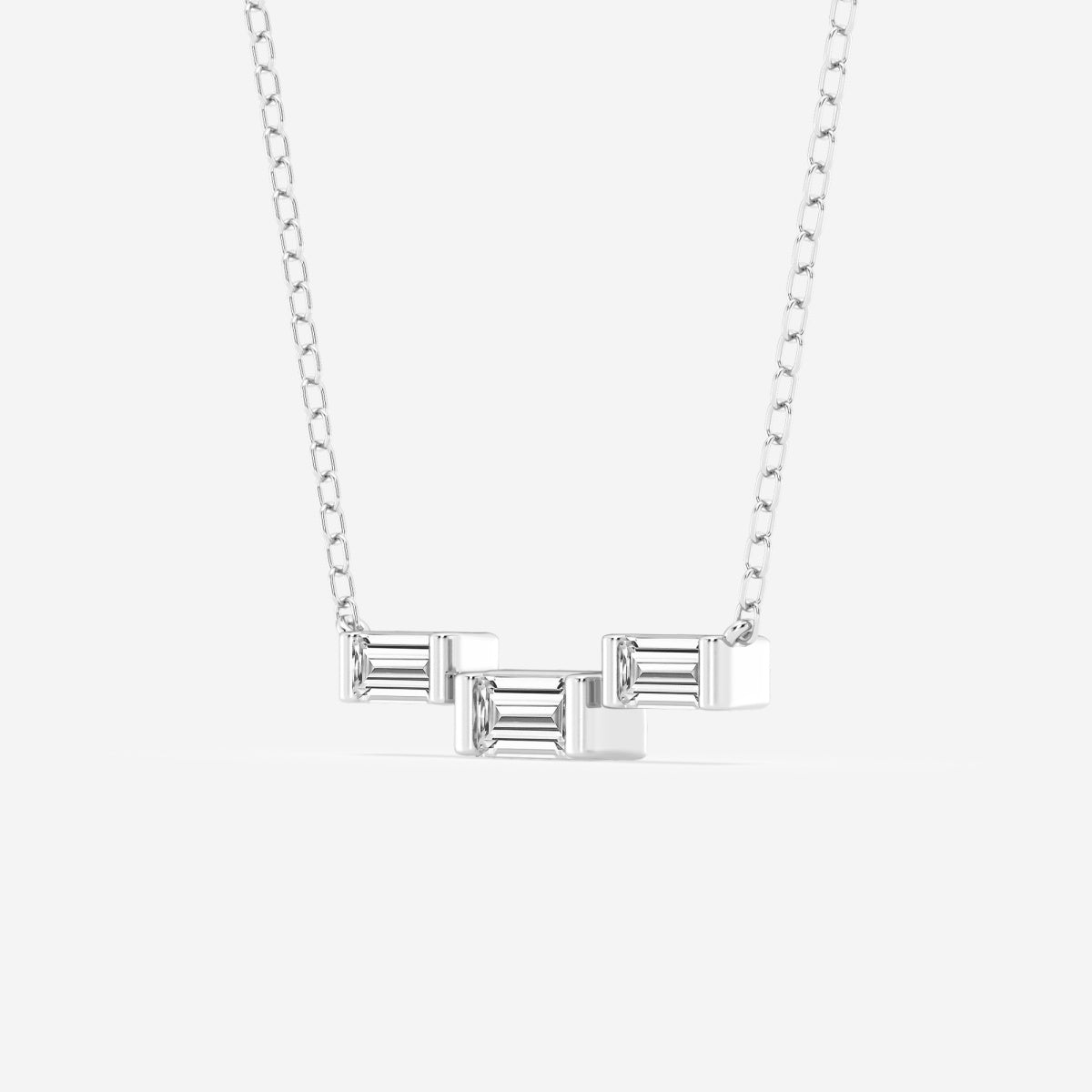 0.25 TCW Baguette Moissanite Diamond Three Stone Necklace - Camila Brown