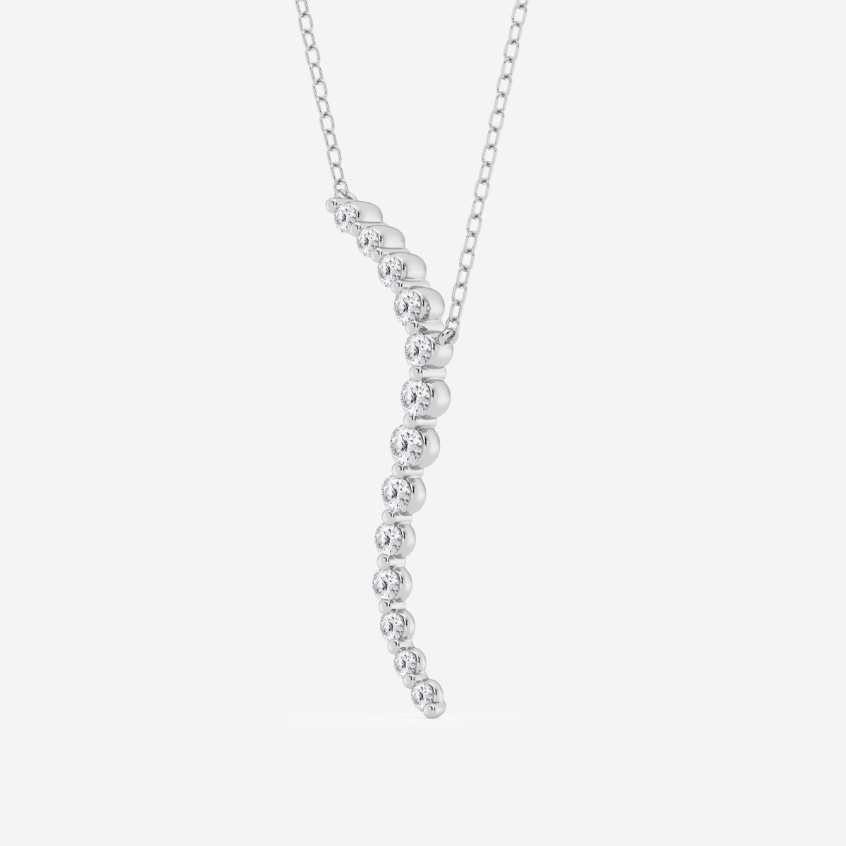0.38 TCW Round Moissanite Diamond Curved Floating Pendant Necklace - Camila Brown