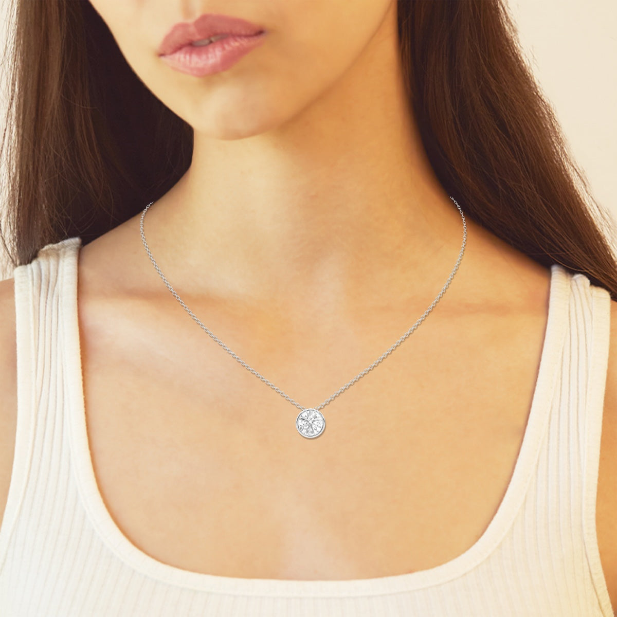 1.0 CT Round Moissanite Diamond Solitaire Necklace - Camila Brown