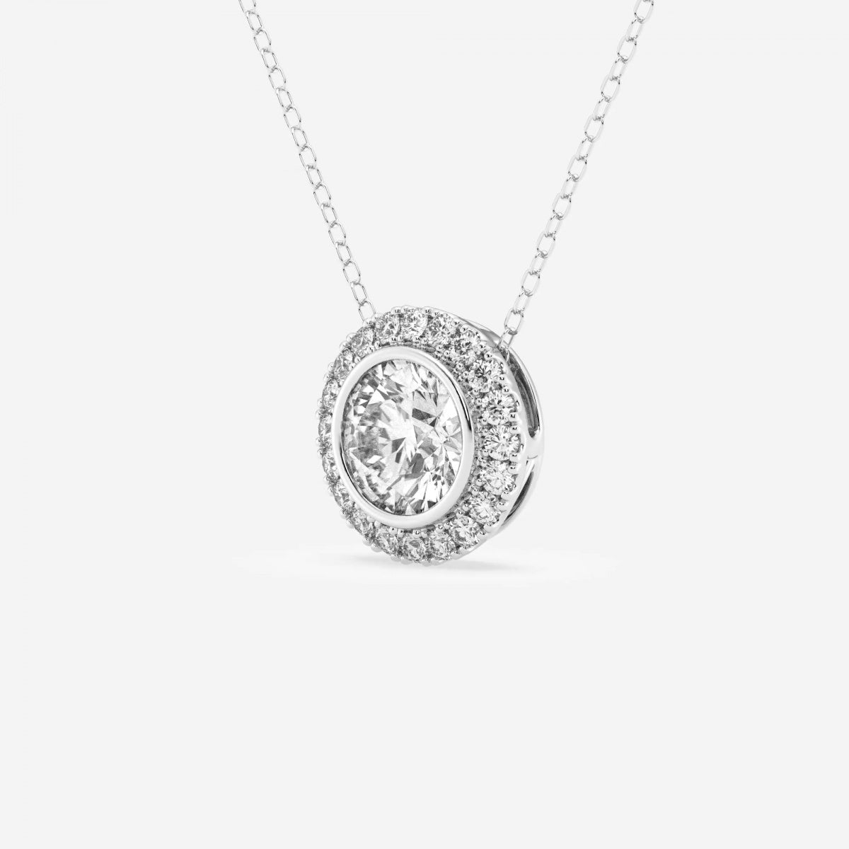 1.50 TC Round Moissanite Diamond Halo Style Necklace - Camila Brown