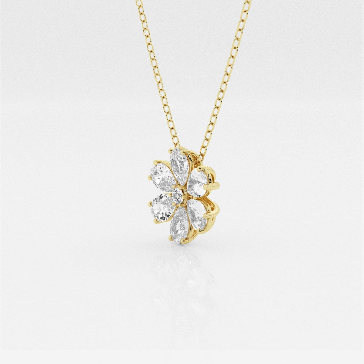 0.93 TCW Round & Pear Moissanite Diamond Flower Pandant Necklace - Camila Brown