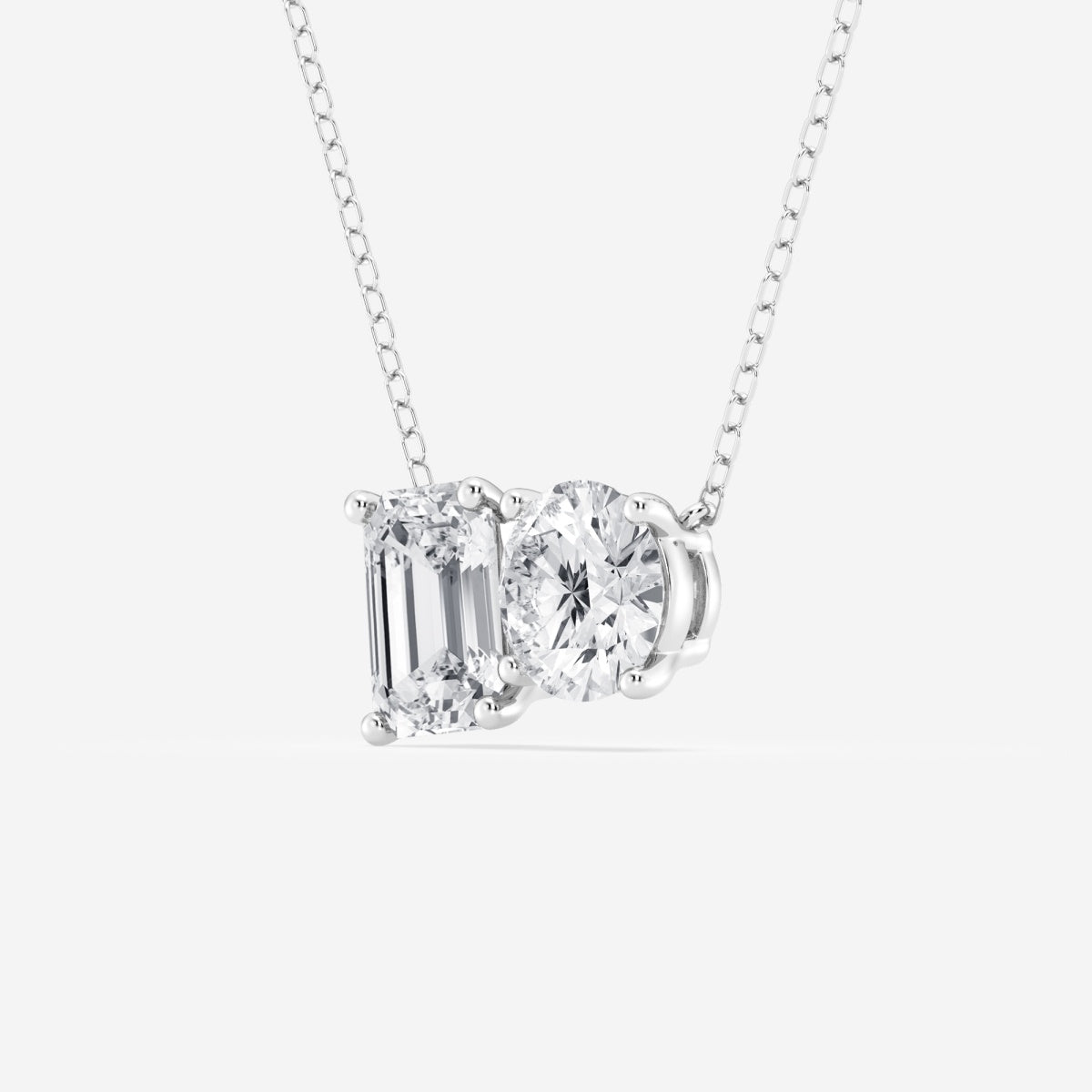 2.75 TCW Emerald & Round Moissanite Diamond Two Stone Necklace - Camila Brown