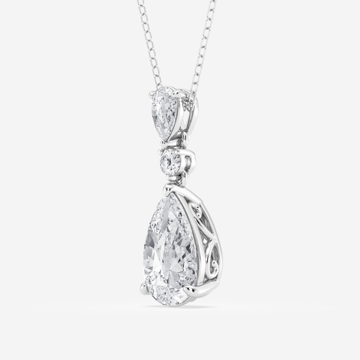 3.50 CT Pear Moissanite Diamond Three Stone Necklace - Camila Brown