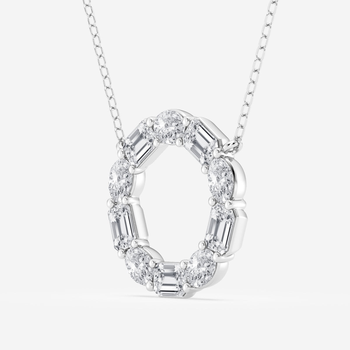 3.0 TCW Emerald & Oval Moissanite Diamond Circle Pendant Necklace - Camila Brown
