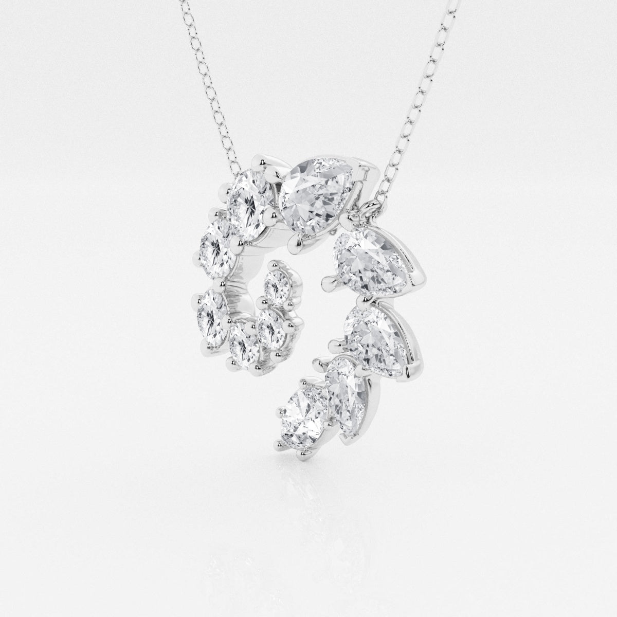 3.6 TCW Round, Marquise & Pear Moissanite Diamond Swirl Necklace - Camila Brown