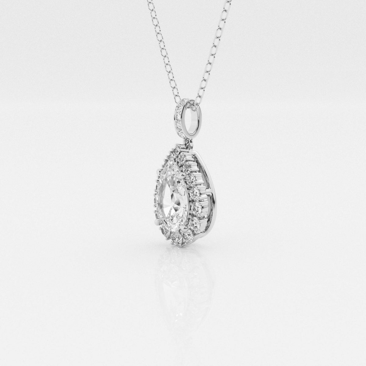 2.0 CT Pear Moissanite Diamond Halo Necklace - Camila Brown