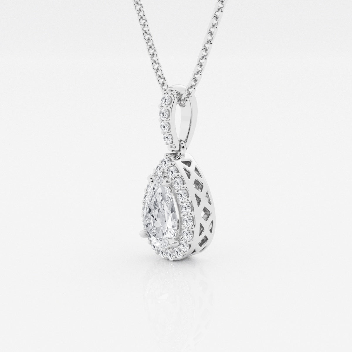 0.62 CT Pear Moissanite Diamond Halo Necklace - Camila Brown