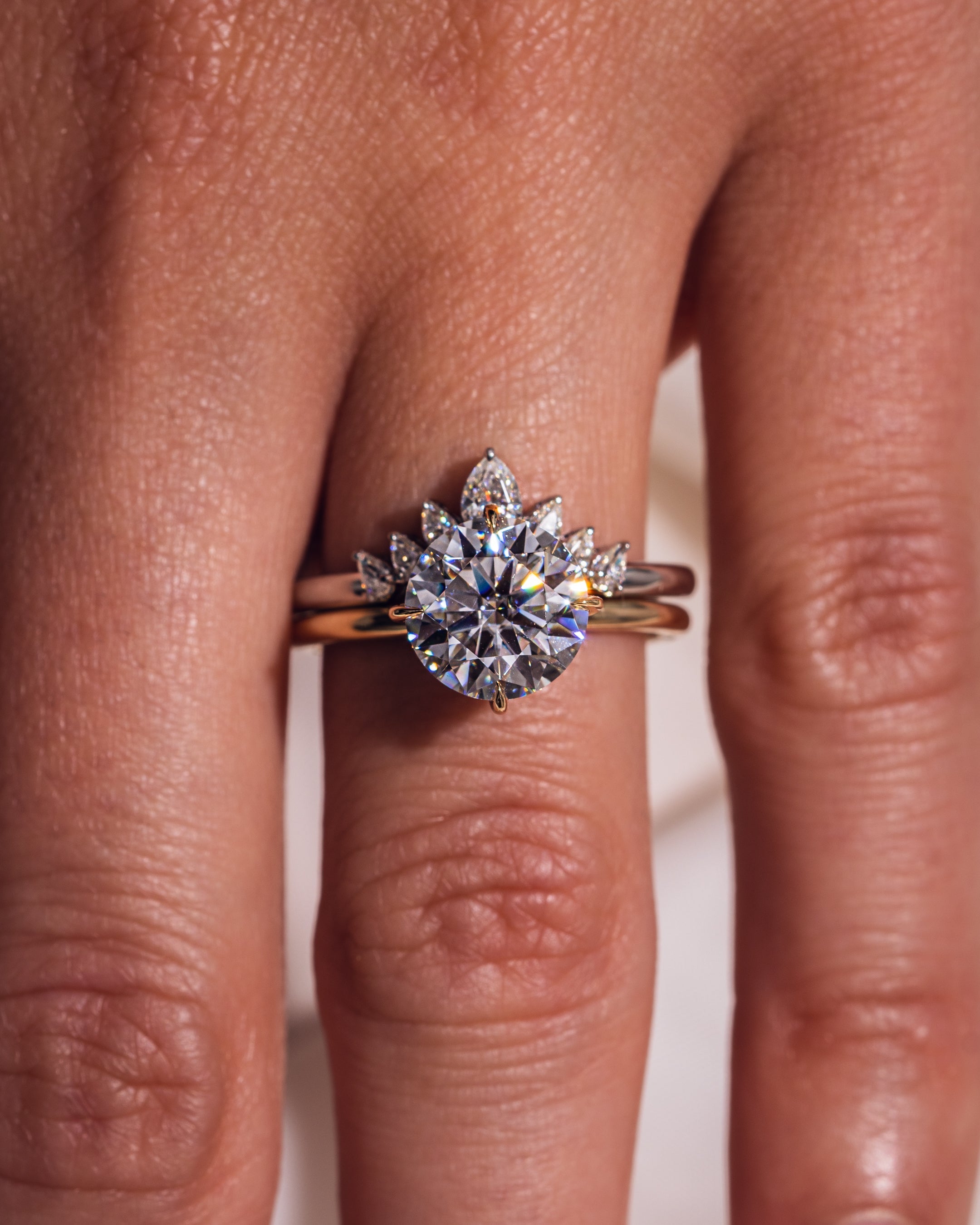 0.34 TCW Pear CVD Diamond Curved Wedding Band - Camila Brown