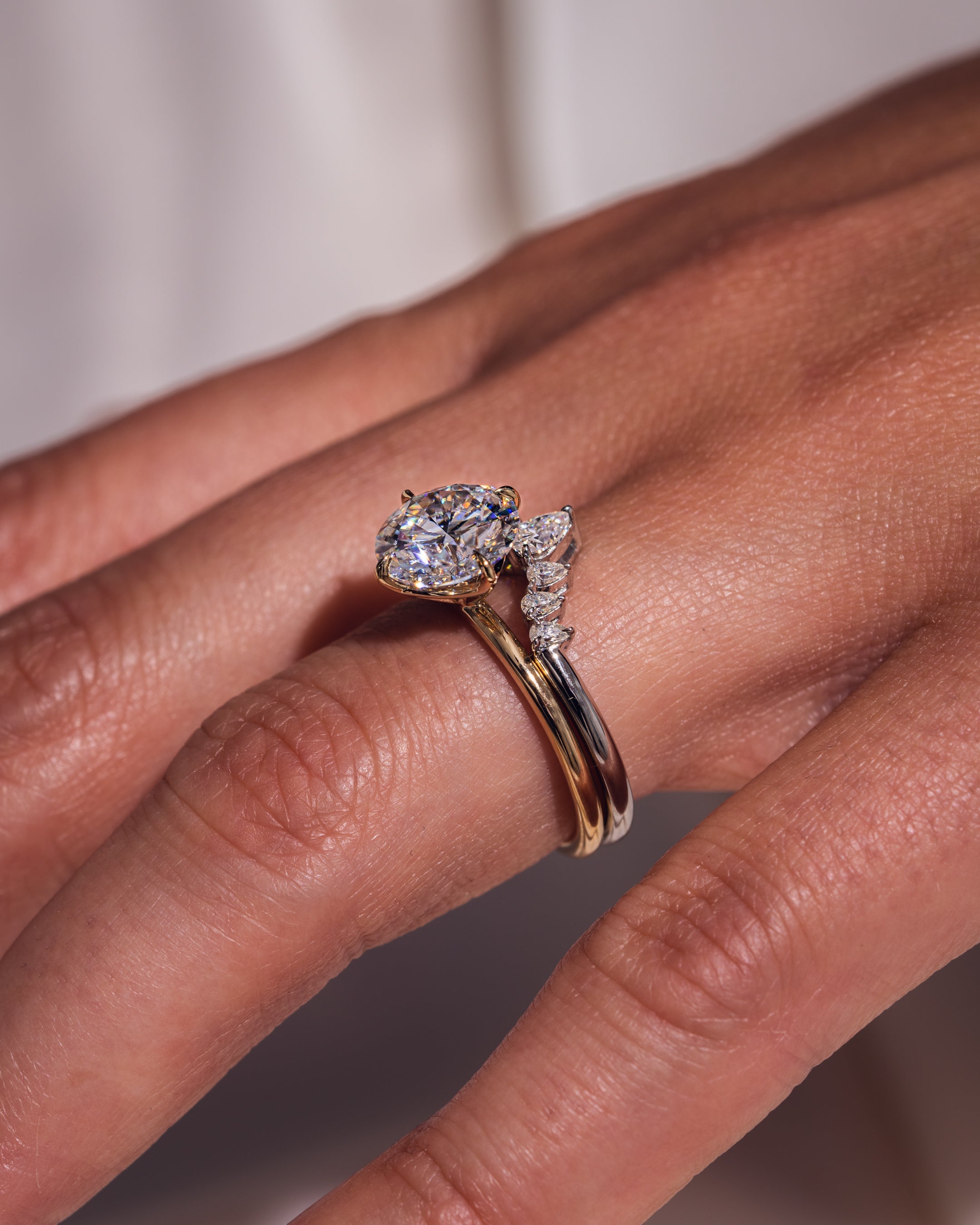 0.34 TCW Pear CVD Diamond Curved Wedding Band - Camila Brown