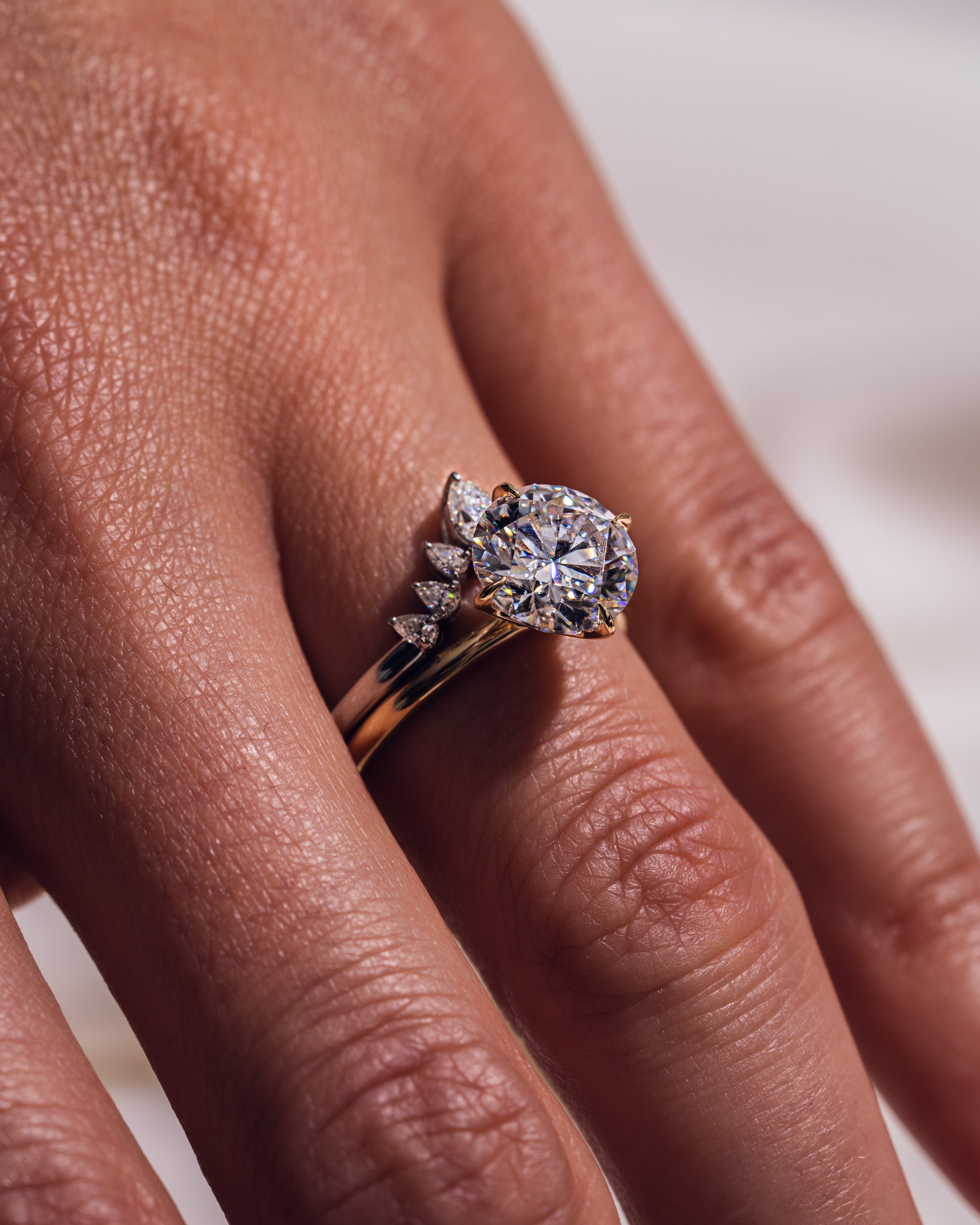 0.34 TCW Pear CVD Diamond Curved Wedding Band - Camila Brown