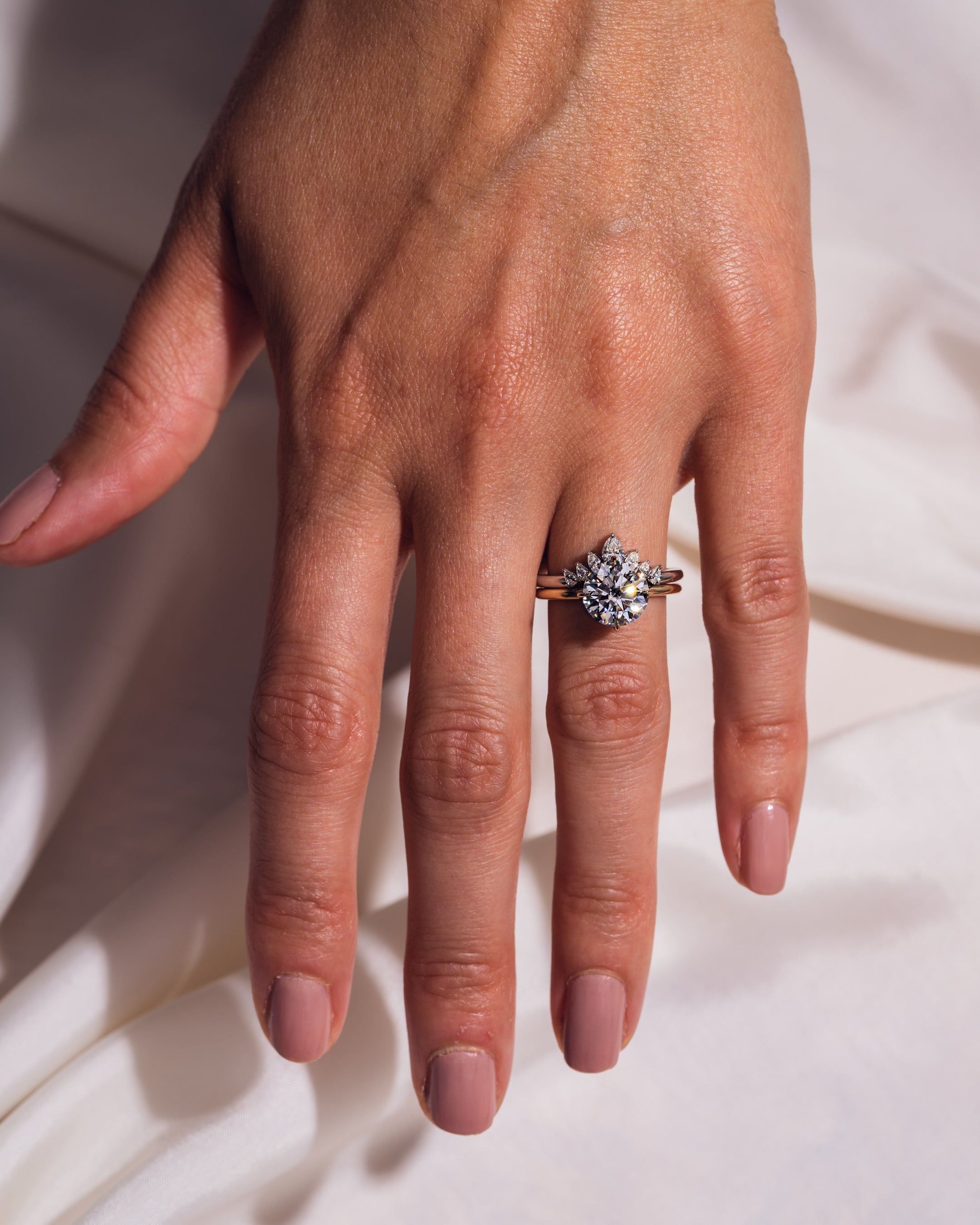 0.34 TCW Pear CVD Diamond Curved Wedding Band - Camila Brown