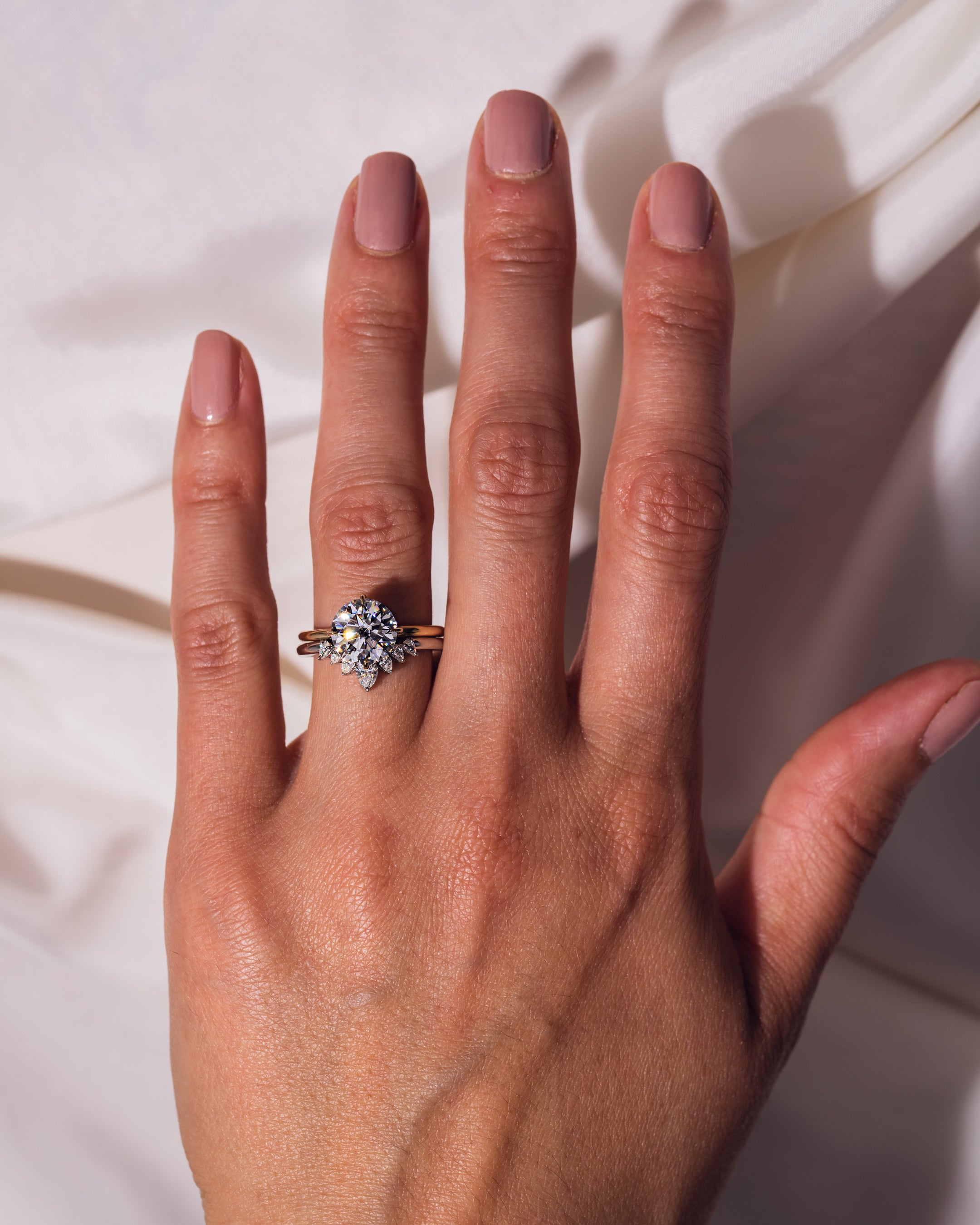 0.34 TCW Pear CVD Diamond Curved Wedding Band - Camila Brown