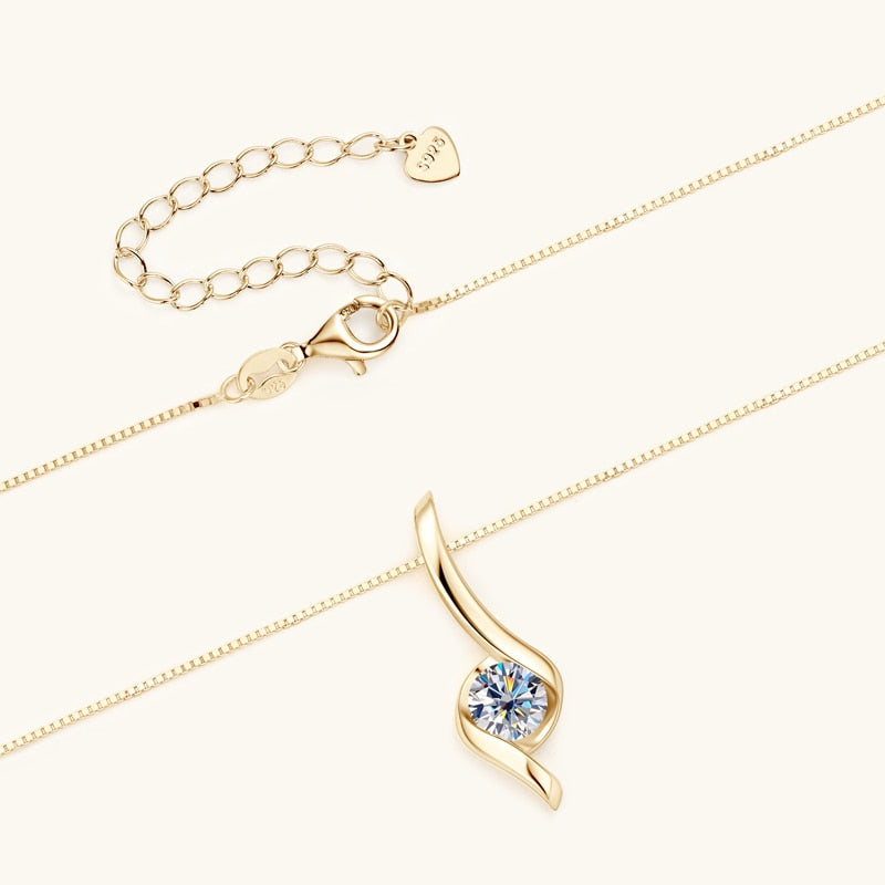 1.0 CT Round Moissanite Diamond Solitaire Necklace - Camila Brown