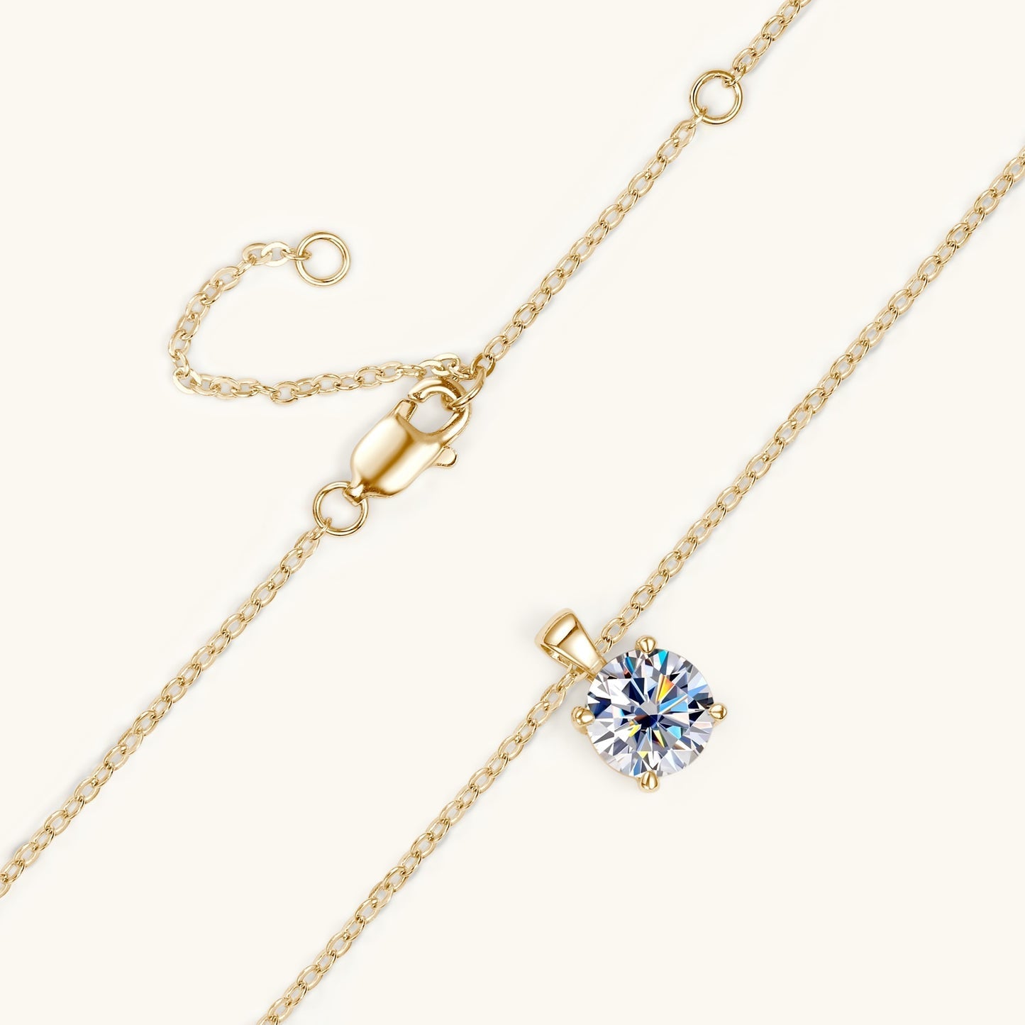 1.0 CT Round Moissanite Diamond Solitaire Necklace - Camila Brown