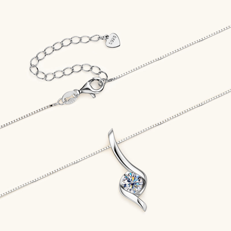 1.0 CT Round Moissanite Diamond Solitaire Necklace - Camila Brown