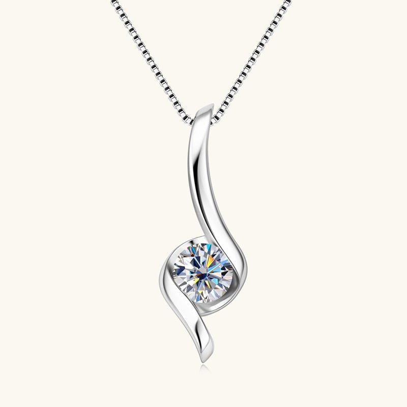 1.0 CT Round Moissanite Diamond Solitaire Necklace - Camila Brown