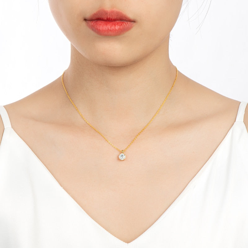 1.0 CT Round Moissanite Diamond Solitaire Necklace - Camila Brown