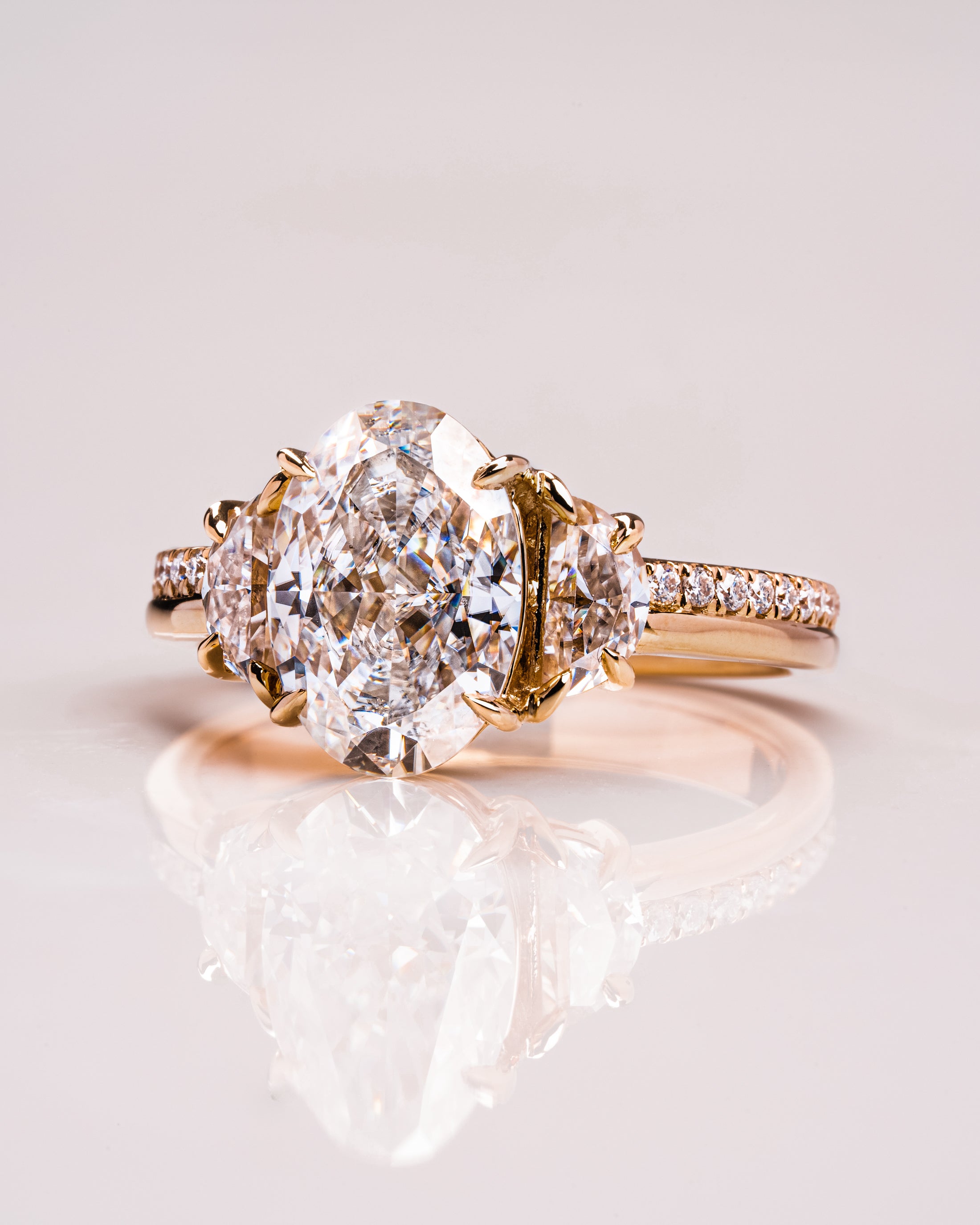 1.0 - 3.0 CT Oval F/VS2 CVD Diamond Three Stone Style Engagement Ring - Camila Brown