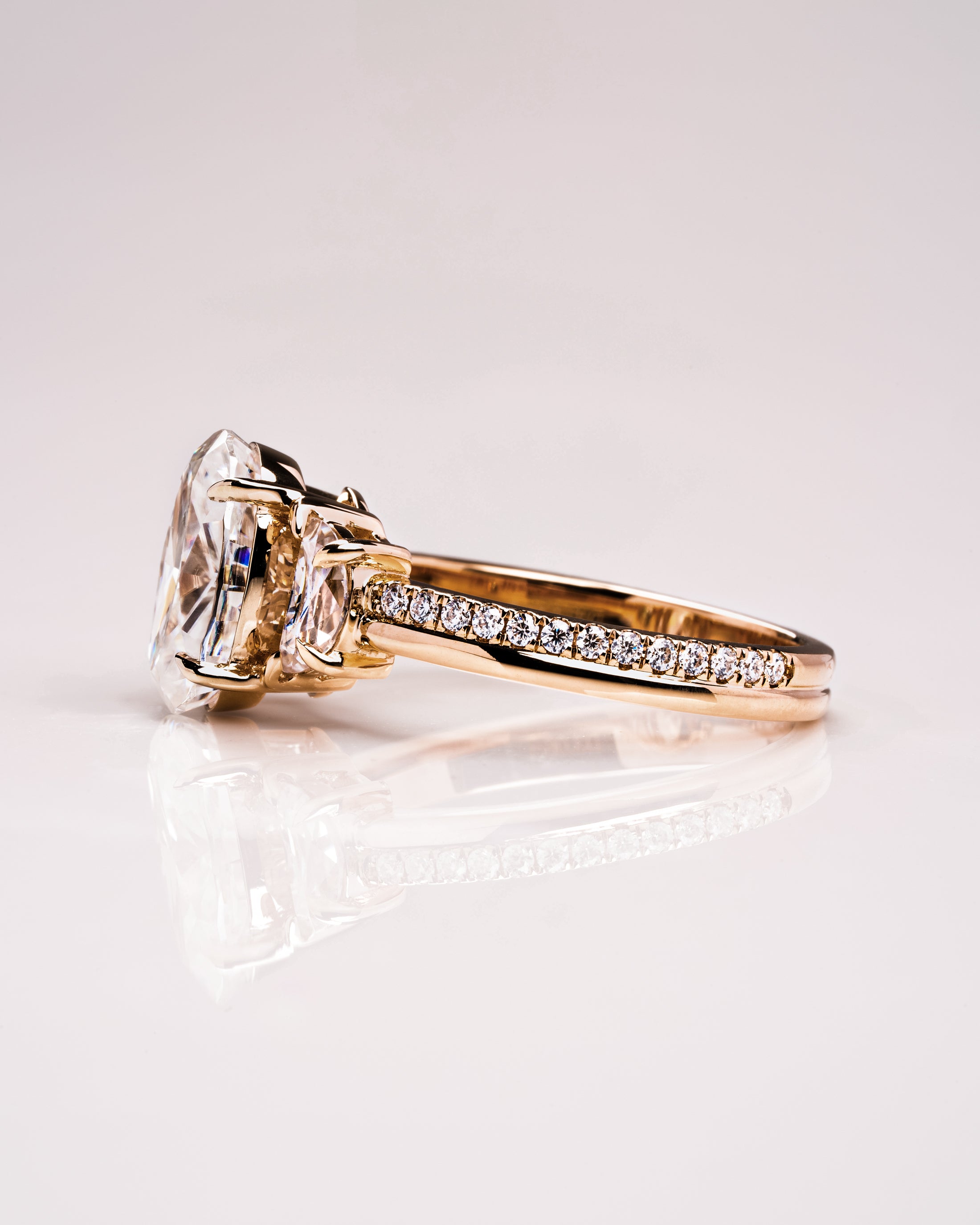 1.0 - 3.0 CT Oval F/VS2 CVD Diamond Three Stone Style Engagement Ring - Camila Brown