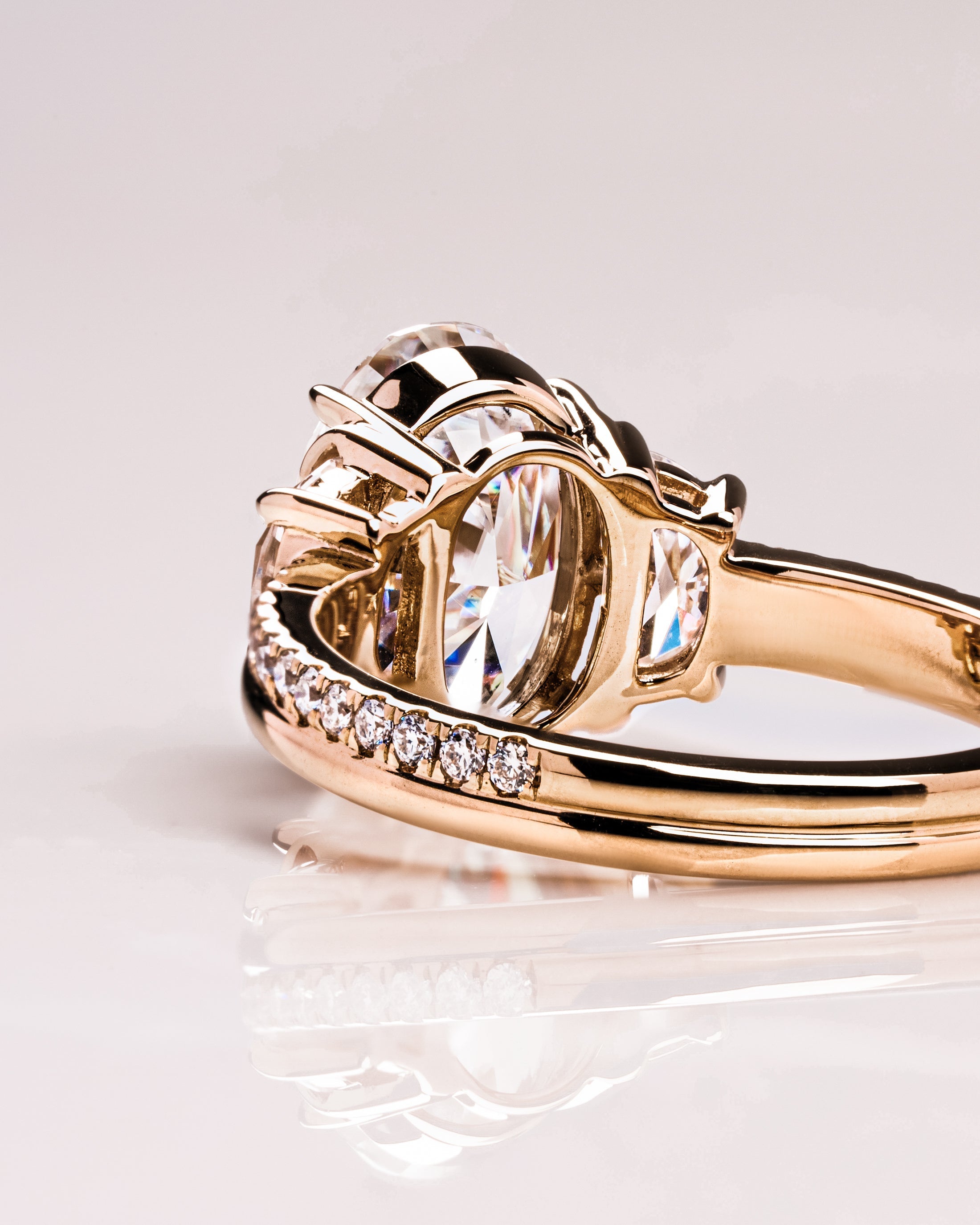 1.0 - 3.0 CT Oval F/VS2 CVD Diamond Three Stone Style Engagement Ring - Camila Brown