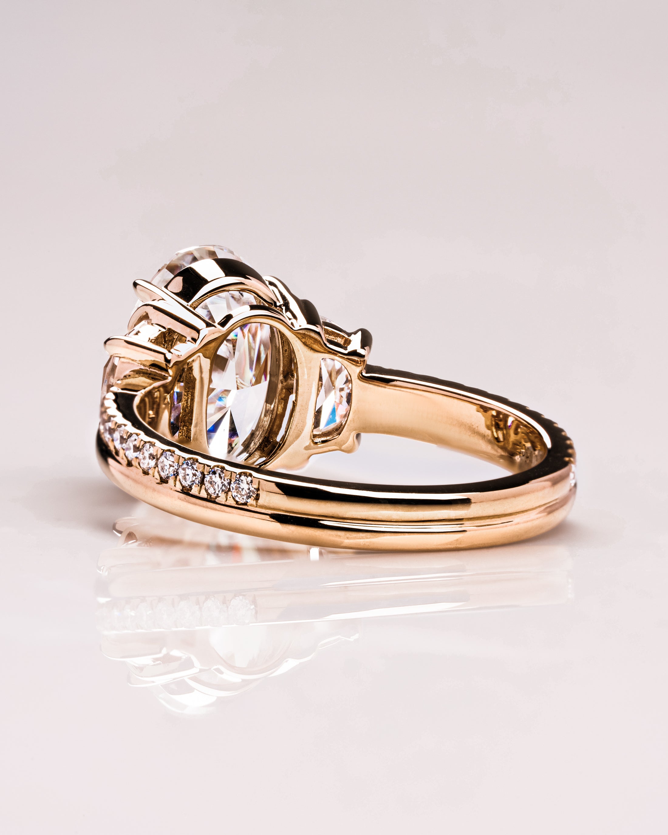 1.0 - 3.0 CT Oval F/VS2 CVD Diamond Three Stone Style Engagement Ring - Camila Brown