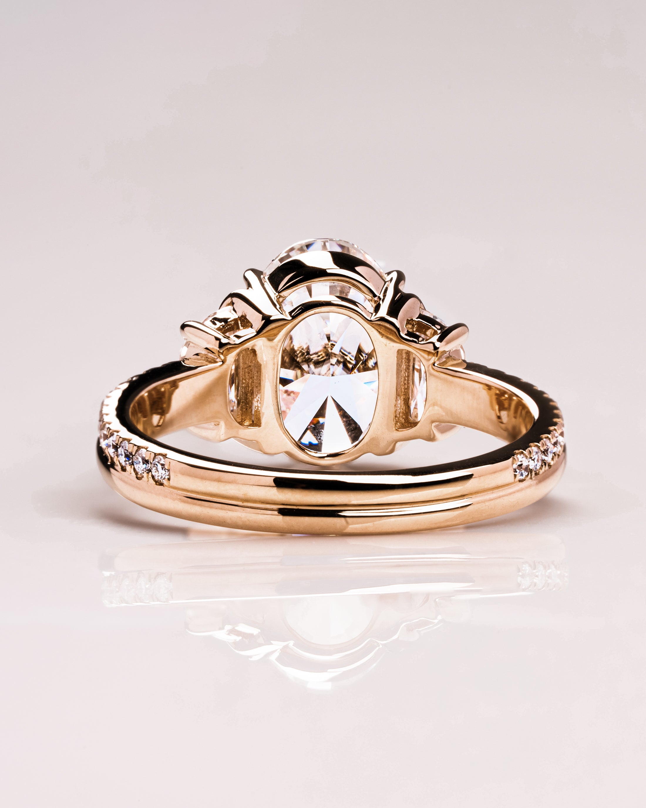 1.0 - 3.0 CT Oval F/VS2 CVD Diamond Three Stone Style Engagement Ring - Camila Brown