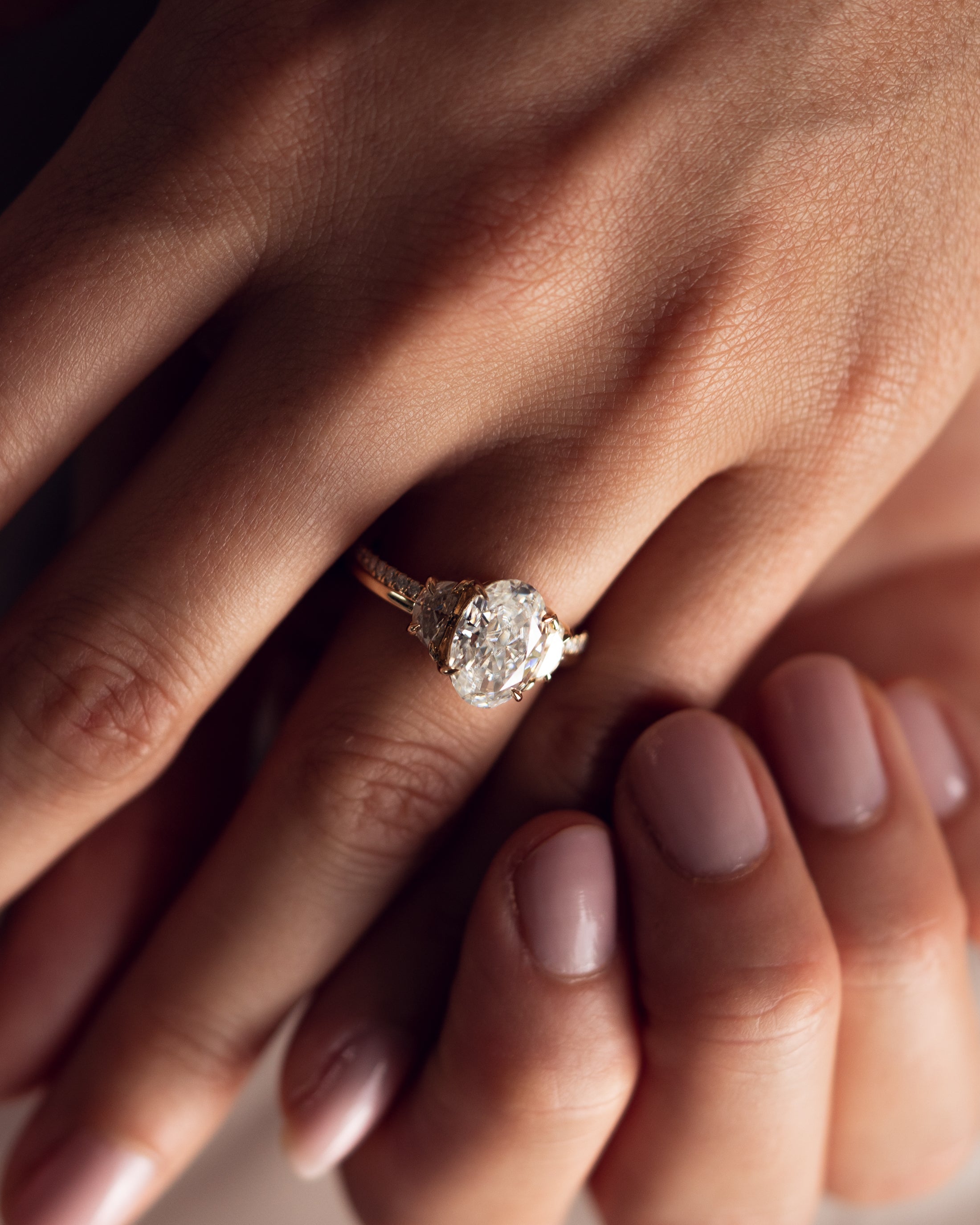 1.0 - 3.0 CT Oval F/VS2 CVD Diamond Three Stone Style Engagement Ring - Camila Brown