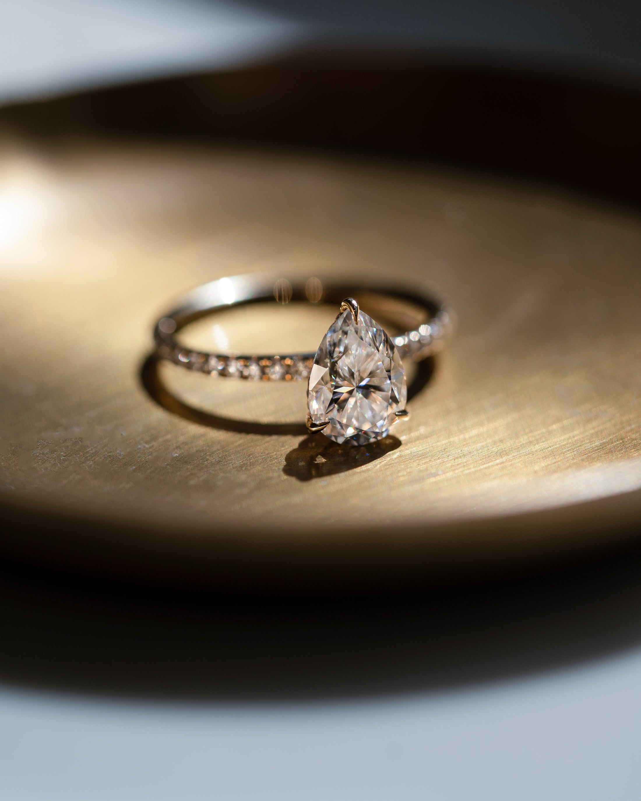 1.93 - 3.93 CT Pear F/VS2 CVD Diamond Hidden Halo Pave Setting Engagement Ring - Camila Brown