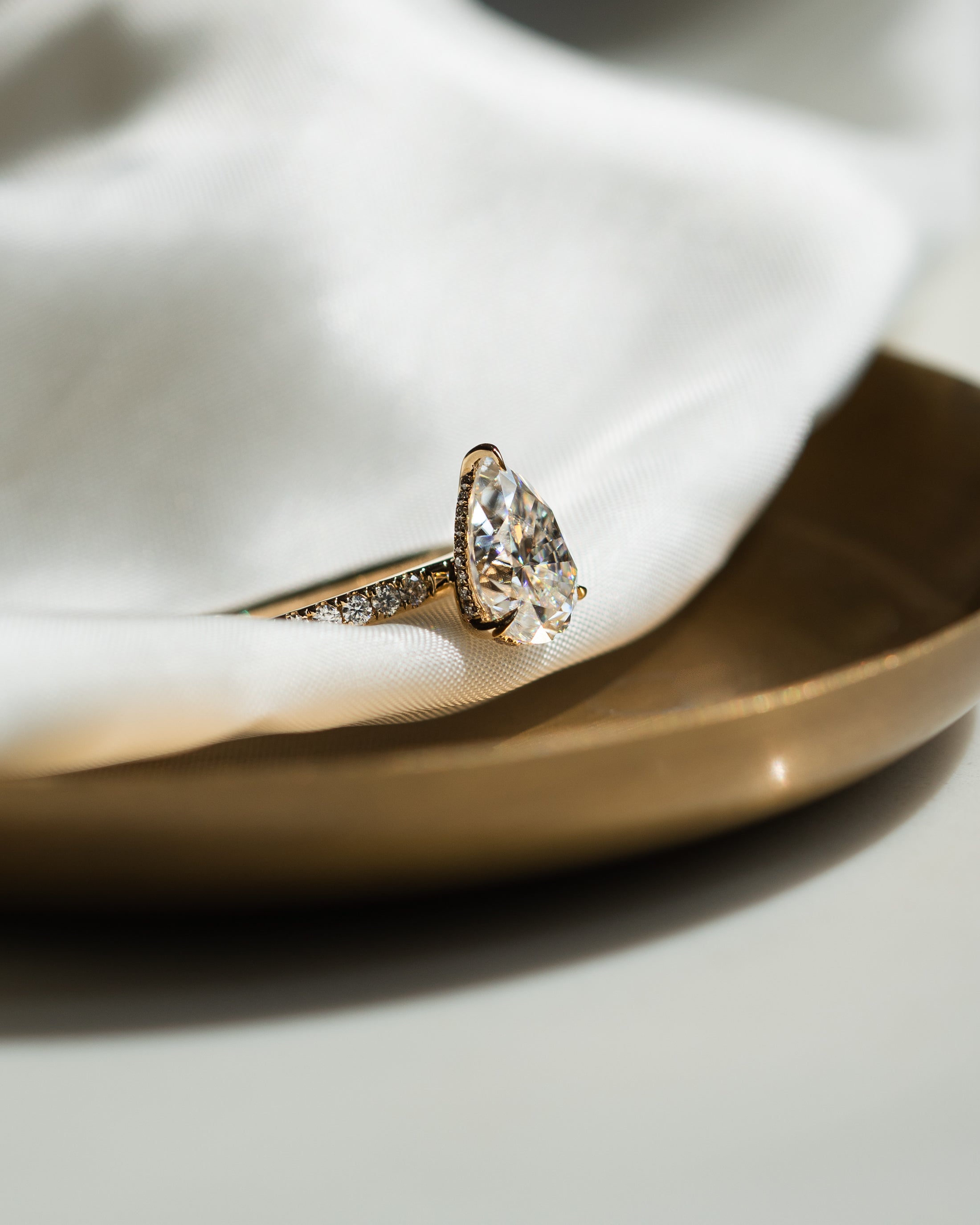 1.93 - 3.93 CT Pear F/VS2 CVD Diamond Hidden Halo Pave Setting Engagement Ring - Camila Brown